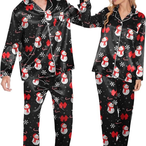 Other - Silk Satin Pajama Set Long Sleeve Button Down Loungewear